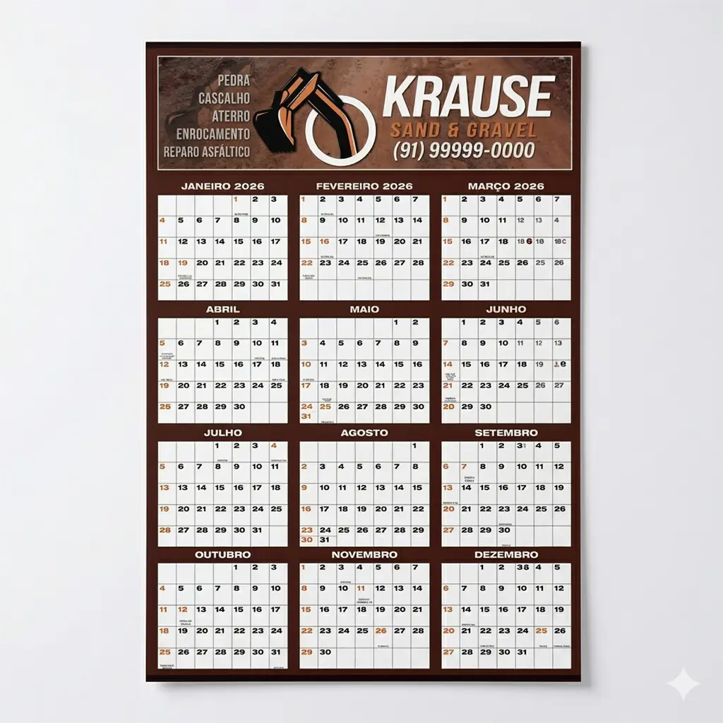 Calendário A4 Calendário A4 em Belém — Calendários na Gráfica Tip